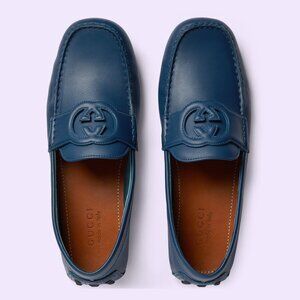 Gucci Blue Leather Oxfords with Iconic Design
